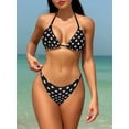 thumbnail image 3 of FEORJGP Women Beach Bikini Set Ladies Sleeveless Tie-up Bra Bustier with Low Waist Briefs Thong Bathing Suit 2-piece Swimsuit Sexy Fashion Swimwear, 3 of 7