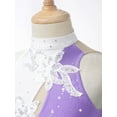 thumbnail image 6 of TiaoBug Kids Girls Figure Ice Skating Dance Dress Sleeveless Flower Sequins Ballet Leotard Tutu Dress Lavender 8, 6 of 7