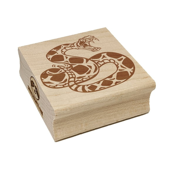 Vicious Eastern Diamondback Rattlesnake Square Rubber Stamp Stamping Scrapbooking Crafting - Small 1.25in