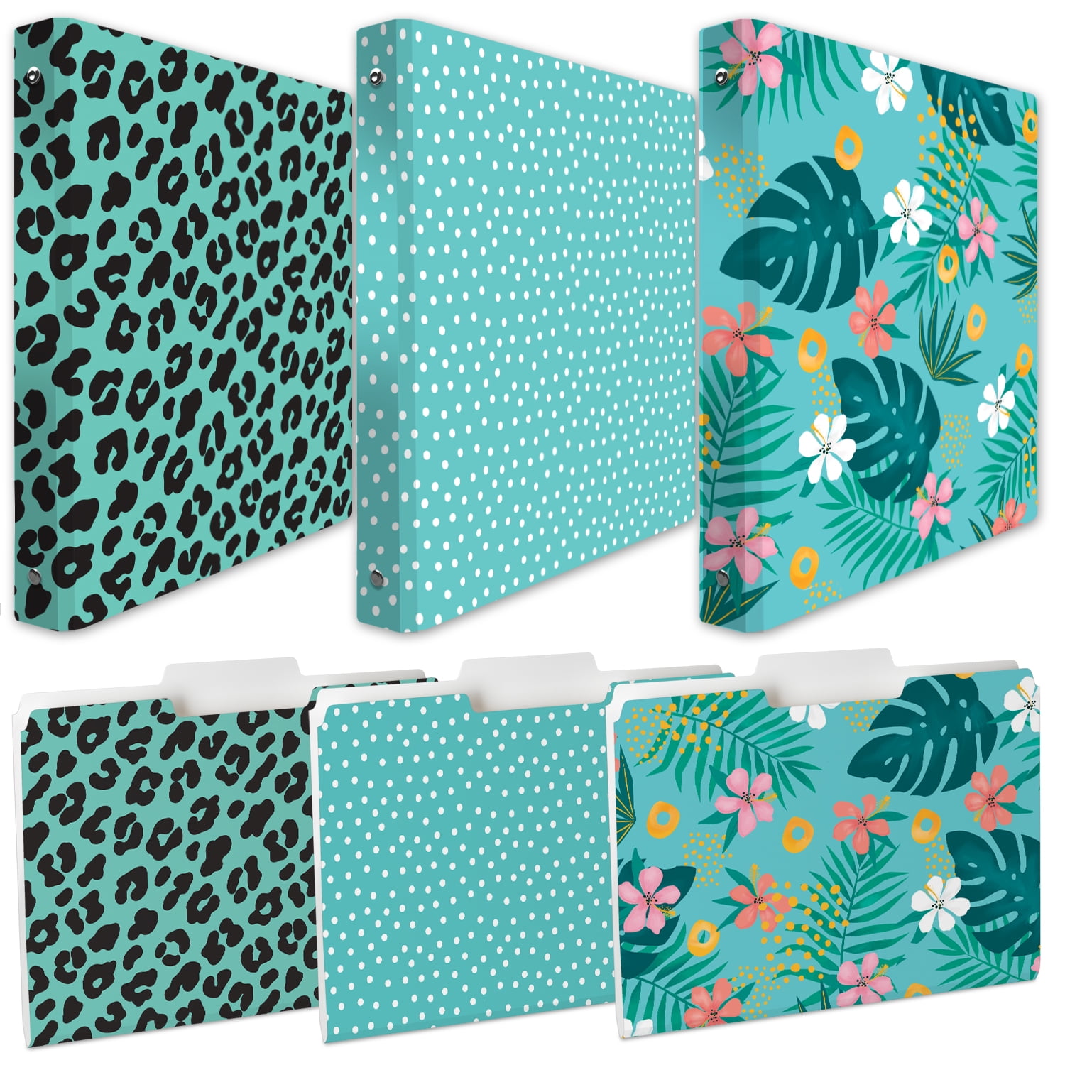 CounterArt "Teal Designs" 6 Pack3 Decorative Binders with 3 Decorative