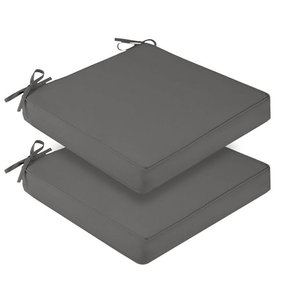 CJC 2PCS Outdoor Chair Cushions, Waterproof Outdoor Seat Cushions for Patio Furniture, Patio Chair Pads with Handle and Ties, 19" x 19" (Dark Grey)