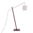 thumbnail image 3 of Arturo Contemporary Floor Lamp in Walnut Wood and Satin Nickel with Grey Fabric Shade by LumiSource, 3 of 7