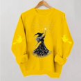 thumbnail image 2 of Smupbvky Halloween Print Sweatshirts Women Dressy Witch Graphic Tops Long Sleeve Crew Neck Pullover Fall Casual Holiday (2XL, Yellow), 2 of 5