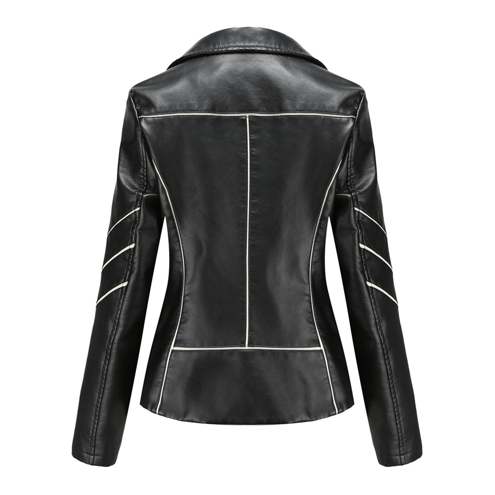 Fjofpr Womens Plus Size Faux Leather Jackets Long Sleeve Outerwear with Pockets Ladies Casual Solid Lightweight Zipper Coat