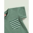 thumbnail image 6 of Toddler Baby Boy Summer Clothes Short Sleeve Striped Pocket Tshirt Top Solid Shorts Set Casual Outfits, 6 of 9