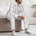 thumbnail image 7 of Yiaed Hand Drawn Rabbit Print Men’s Pajamas Set - Long Sleeve Button Down Sleep Shirt and Pajama Bottoms Sleepwear Set Mens Pjs Sets Men's Pajama Bottoms-Small, 7 of 7