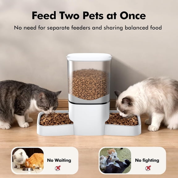 Automatic Cat Feeder for 2 Cats, 6L Large Capacity with Dual Stainless Steel Bowls, APP Control Timed Dispenser for Dogs and Cats