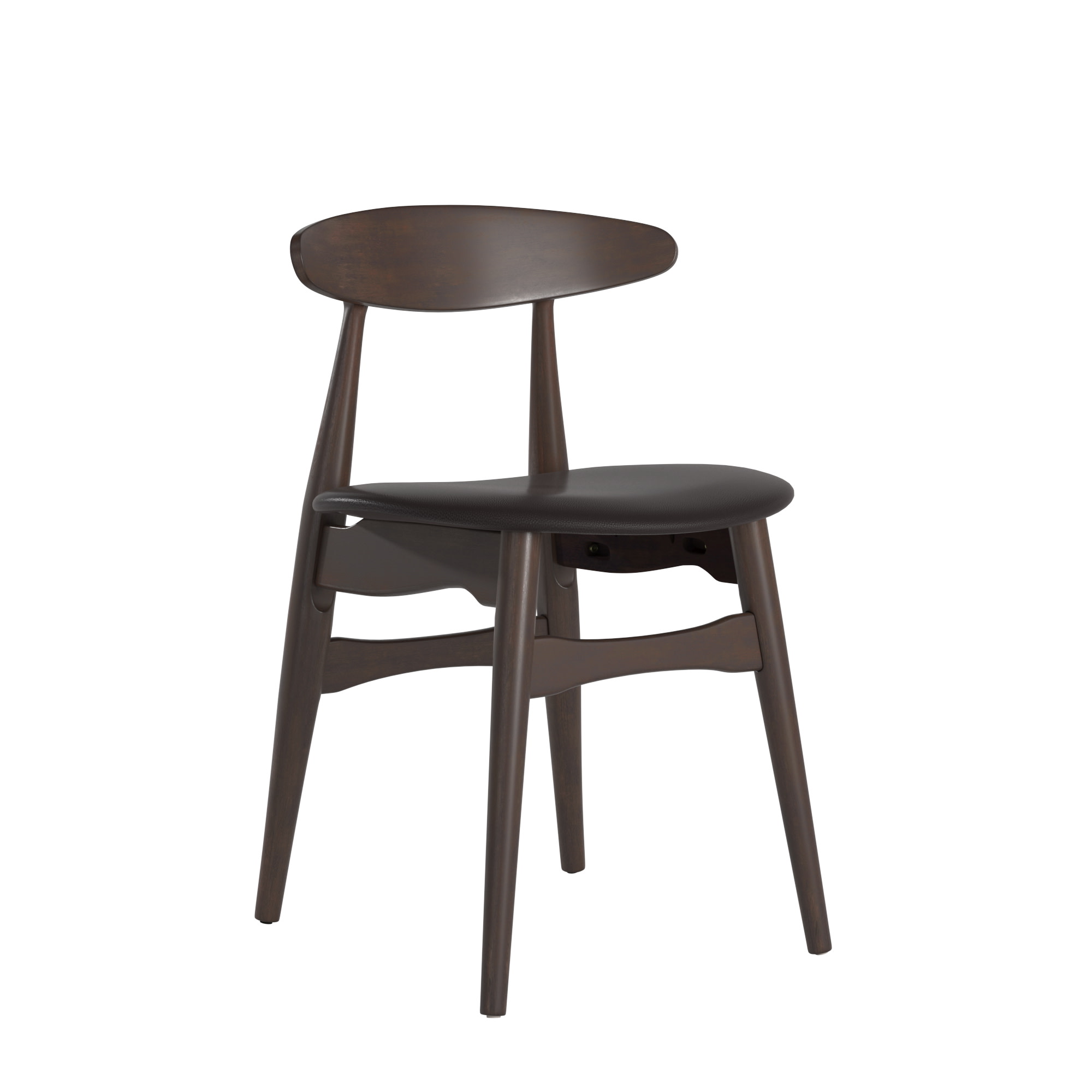 Weston Home Arne Mid-Century Tapered Dining Chairs, Set of 2, Black Finish, Black Vinyl