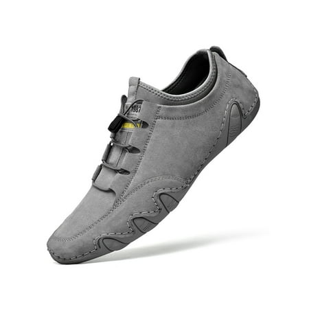 

SIMANLAN Mens Comfort Loafers Non-Slip Drawstring Business Lightweight Round Toe Driving Shoe Gray 9