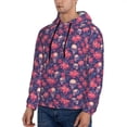 thumbnail image 3 of Kdxio red Skull flower Print Mens Casual Hooded Collar Drawstring Hoodies Pullover Sweatshirts Casual Long Sleeve Shirts-3X-Large, 3 of 7