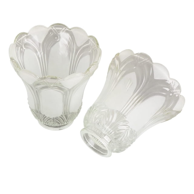 Anmire G0015 - Juego de 2 pantallas de cristal transparente esmerilado con forma de campana, globo o cubierta de repuesto con ajuste de 2-1/8 pulgadas para lámpara de ventilador de techo, candelabro d
