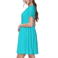 thumbnail image 2 of Vsdgher Aqua pour Femmes Été 2025 Robes Midi Maxi Décontractées Légères Manches Courtes Col Rond Robe de Plage, 2 of 6
