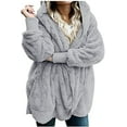 thumbnail image 1 of Femmes Cardigan à Capuche Veste en Molleton Ouvert Hiver avec Poches, Gris, S, 1 of 4