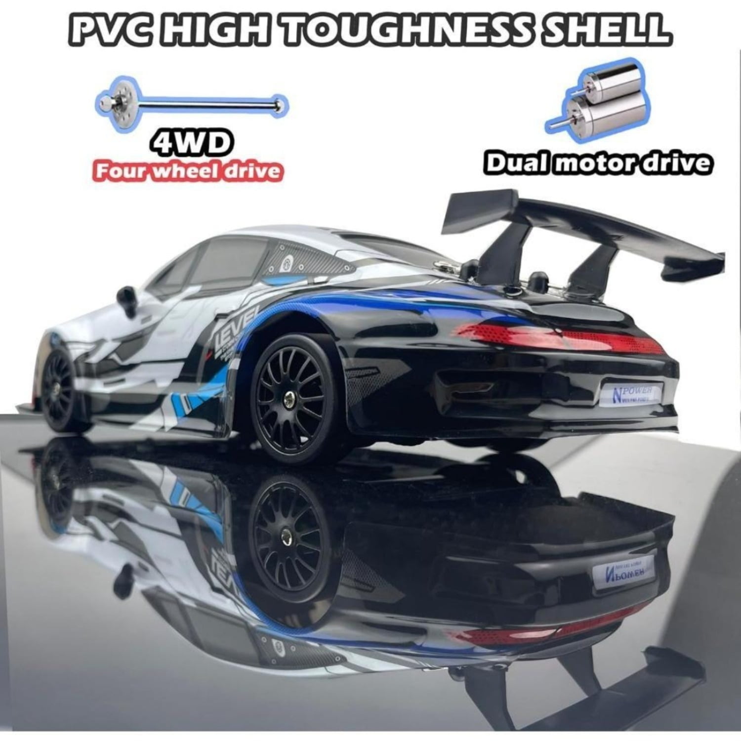 TXT-MATRIX RC Drift Car  1:22 Scale 4WD High Speed 2.4GHz LED Lights with 2 Batteries