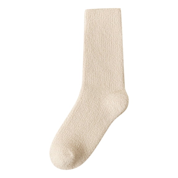 DHFJKG Fuzzy Crew Socks For Women Fluffly Shaggy Solid Color Warm Indoor Mid Calf Socks Autumn Winter Soft Stockings