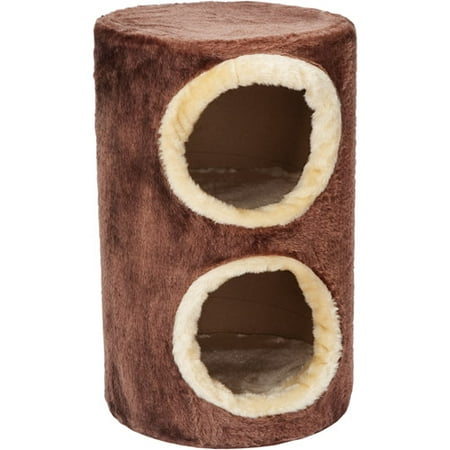 Cat Furniture 2 Story Fur Condo - Chocolate base/Beige trim
