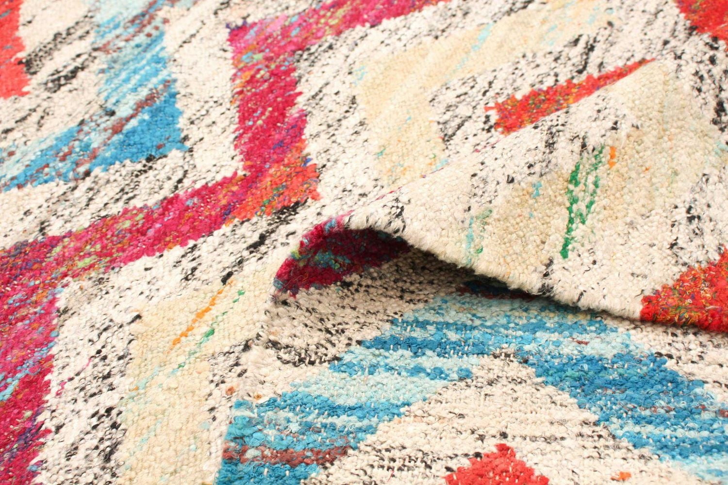 ECARPETGALLERY 5'2" x 7'2" Flat-weaves & Kilims Sari Silk Hand Made Area Rug for Living Room, Dining Room and Bedroom in Ivory