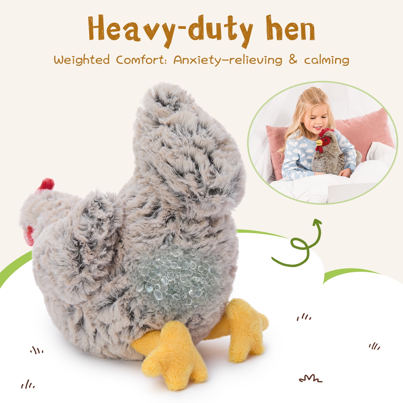 MorisMos 4 Packs Weighted Chicken Stuffed Animals 9.8'' Hen Bulk Plush Toy