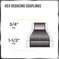 thumbnail image 5 of Supply Giant 1-1/2" x 3/4" Black Pipe Fitting Hex Reducing Coupling Cast Iron, 5 of 6