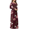 thumbnail image 3 of Asklazy Women's Long Sleeve Loose Plain Maxi Dresses Casual Long Dresses with Pockets,US Size,ZiWei Wine Red,S, 3 of 13