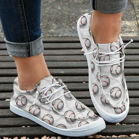 

eczipvz Womens Shoes Women Fashion Casual Baseball Non Positioning Printed Sneakers Canvas Fashion Casual Shoes Women Womens Biker Boots (White 7.5)