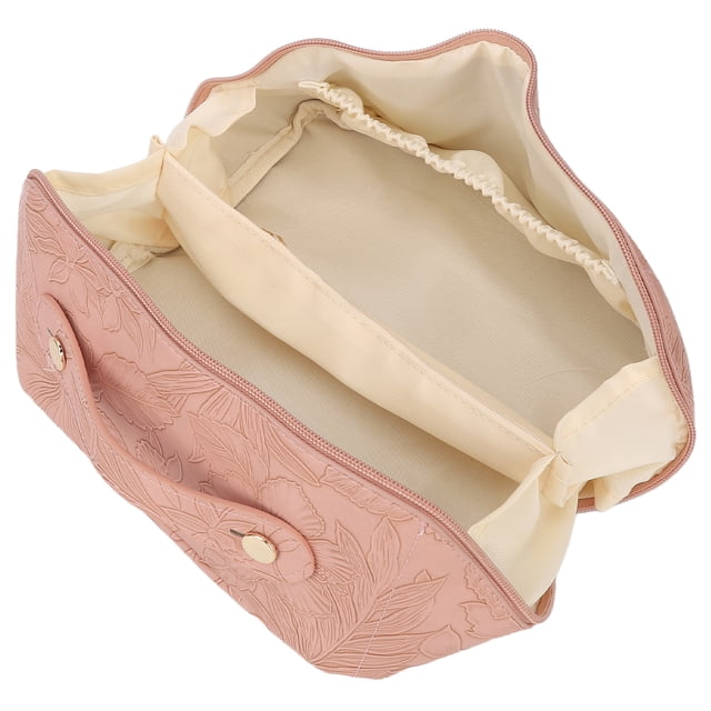 Bolsa de maquillaje ANGGREK de Gran Capacidad Multifuncional de Cuero PU Rosa Para Niña