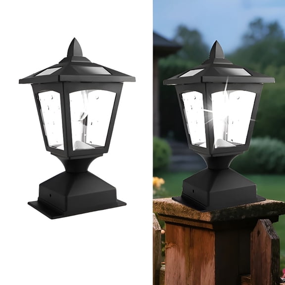 Kanstar Solar Post Cap Deck Light Art Deco LED Dusk to Dawn Warm White for 4x4 Wood Fence 1-Pack