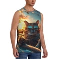 thumbnail image 2 of KLL Cool Cat Driving Sunset Print Workout Tank Tops Gym Sleeveless Fitness Muscle Tee-Medium, 2 of 6