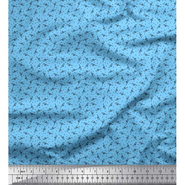 Soimoi Moss Tissu Georgette Triangle et Saxophone Imprimé Instrument de Musique Tissu au Mètre 42 Pouces de Large