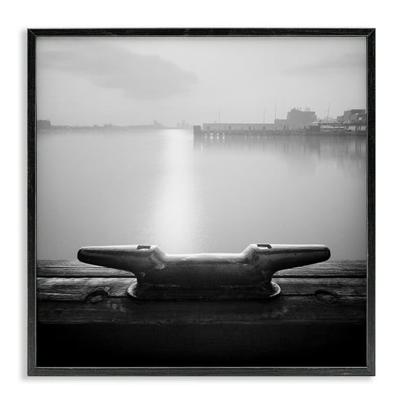 Stupell Industries Dockside Boat View Coastal Photography Black Framed Art Print Wall Art, 12 x 12