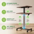 thumbnail image 3 of CHITOOMA Mobile Standing Desk, Height Adjustable Computer Escritorios Rolling Desk with 4 Lockable Wheels for Home Office, Walnut, 3 of 6