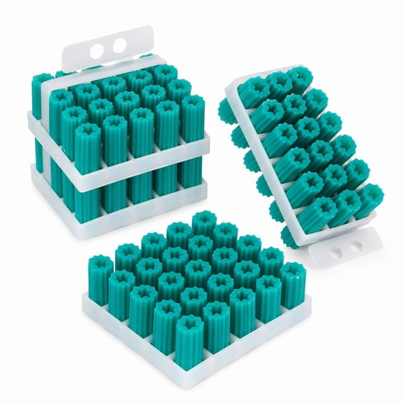 stcellnmex 100 Pcs Expanding Plastic Concrete Anchors 1 4 X 1 Inch Screw Anchors for Hollow Walls Tile Cement Bolt Expansion Tube for 10 11 12 Screws Green