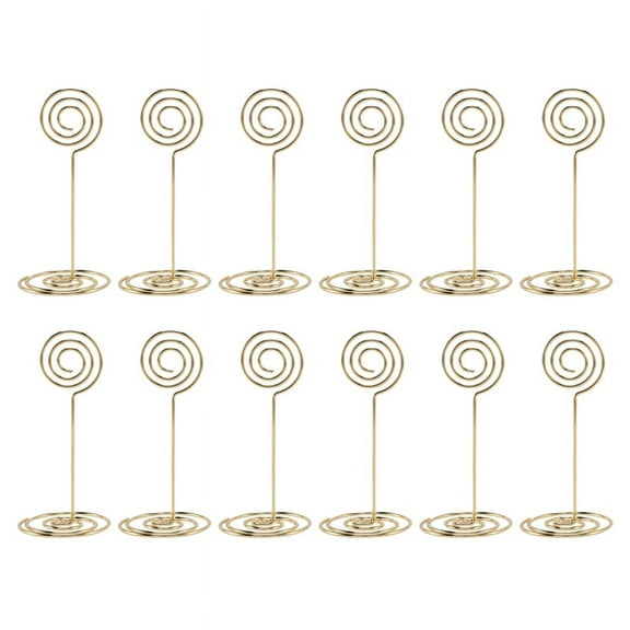2024 TOP! 12 Pack Table Number Card Holders Photo Holder Stands Place Paper Menu Clips, Circle Shape (Gold)