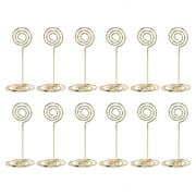 12 Pack Table Number Card Holders Photo Holder Stands Place Paper Menu Clips, Circle Shape (Gold)