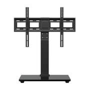 MountFTV Tabletop TV Stand Mount for 37-75 inch LCD LED TVs, Height Adjustable Universal Swivel TV Stand with Tempered Glass Base, Max 600x400mm