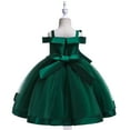 thumbnail image 5 of Zpanxa Toddler Girls Princess Dress, Little Girls Party Wedding Dress, Lace Bowknot Off Shoulder Pleated Dress, Kids Pageant Flower Girl Sleeveless Dress, Birthday Gifts for Girls Green (8-9 Years), 5 of 8