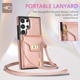 thumbnail image 2 of Decase Zipper Wallet Case for Samsung Galaxy Note 20 Ultra, Crossbody Luxury PU Leather Shockproof Adjustable & Detachable Shoulder Strap with Card Slot Phone Case Cover, rosegold, 2 of 8