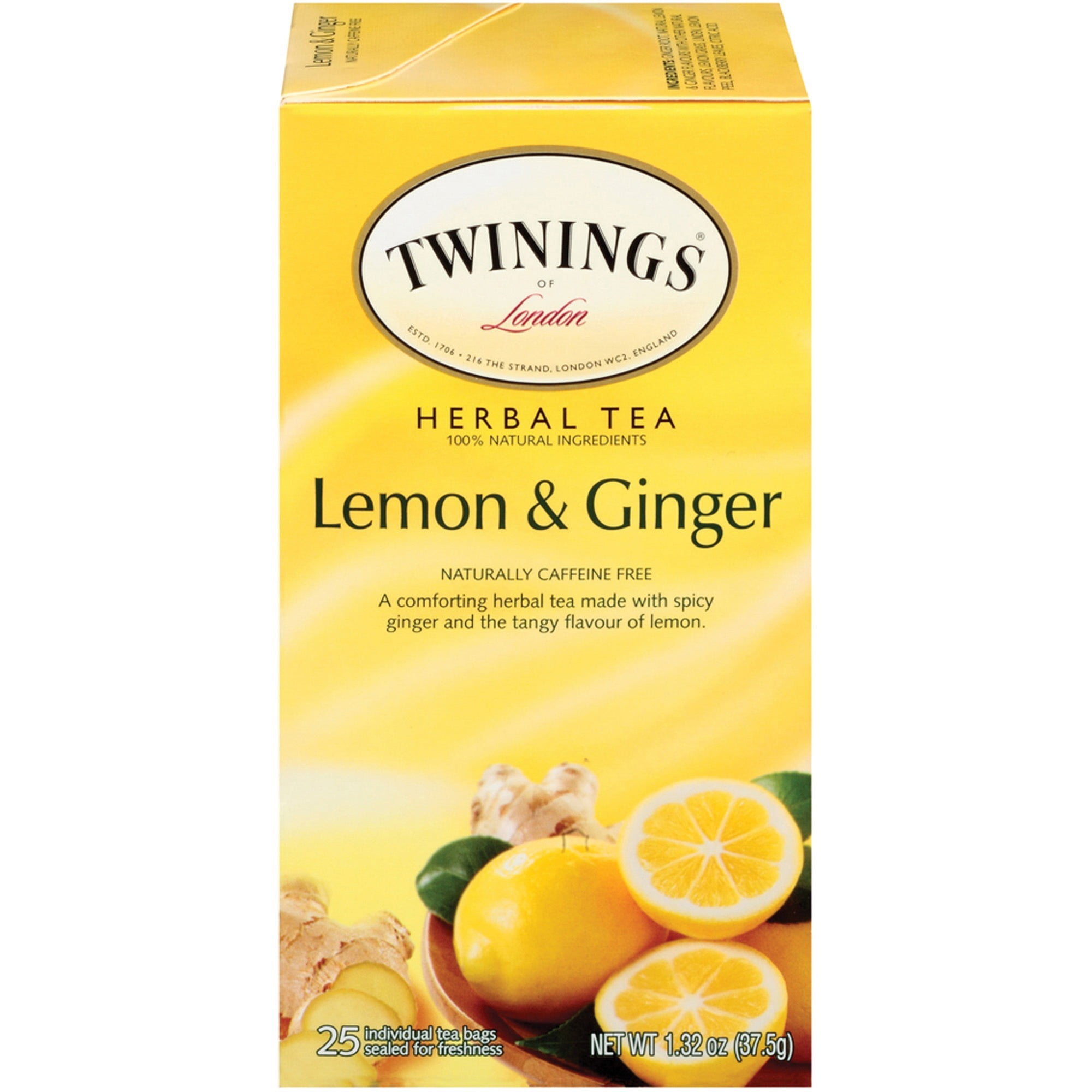 Twinings, TWG09180, Lemon & Ginger Herbal Tea, 25 / Box - Walmart.com
