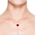 thumbnail image 4 of ANGARA Bezel-Set Round Lab Grown 3.57 Ct Ruby Lariat Style Necklace for Women in 14K Rose Gold (Size-9mm) | July Birthstone, Birthday, Anniversary, Jewelry Gift for Women | Lab-Grown Ruby Necklace, 4 of 7