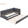 thumbnail image 2 of Twin Size Upholstered Daybed with Trundle Sofa Bed Frame No Box Spring Needed, Linen Fabric, Gray, 2 of 8