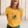 thumbnail image 2 of Alun Cute Honeybee Graphic T Shirts Round Neck Soft Comfort Fit Short Sleeve Tee Shirts for the Love of the Bees Fashion Letter Printed Summer Ladies Tops Yellow XL, 2 of 5