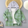 thumbnail image 2 of larppty Toddler Kids Boys Girls Flannel Hooded Plaid Shirt Button Baby Red Clothes (Green,3-4 Years), 2 of 4