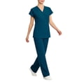 thumbnail image 2 of Fengactive Scrubs for Women Set Stretch Stand Collared Scrub Top Long Pant Nursing Uniforms Scrubs Sets with Pockets, 2 of 5