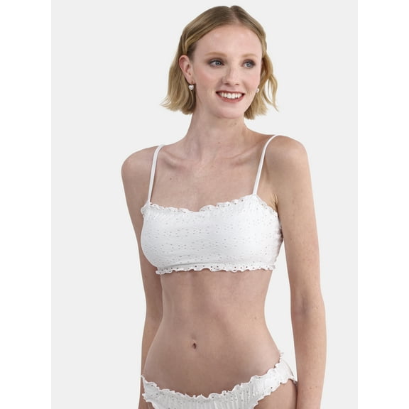 No Boundaries Eyelet Bandeau Swim Top, Sizes XXS-XXL