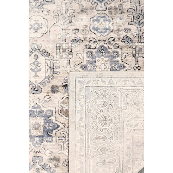 Pasargad Home Amadeus 9' x 12' Power-Loomed Beige/Blue Rug, For Indoor Space and all Age of Group