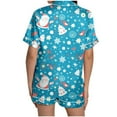 thumbnail image 5 of YuYuBao Women Pajamas Sets Christmas Snowflake Print Silk Satin Short Sleeve Shirt With Shorts Pjs Sleepwear Sets, 5 of 6