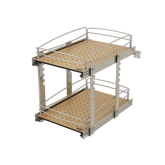 Rev-A-Shelf 2 Tier Bottom Pull Out Base Cabinet Organizer, 54BK-15SC-2-1