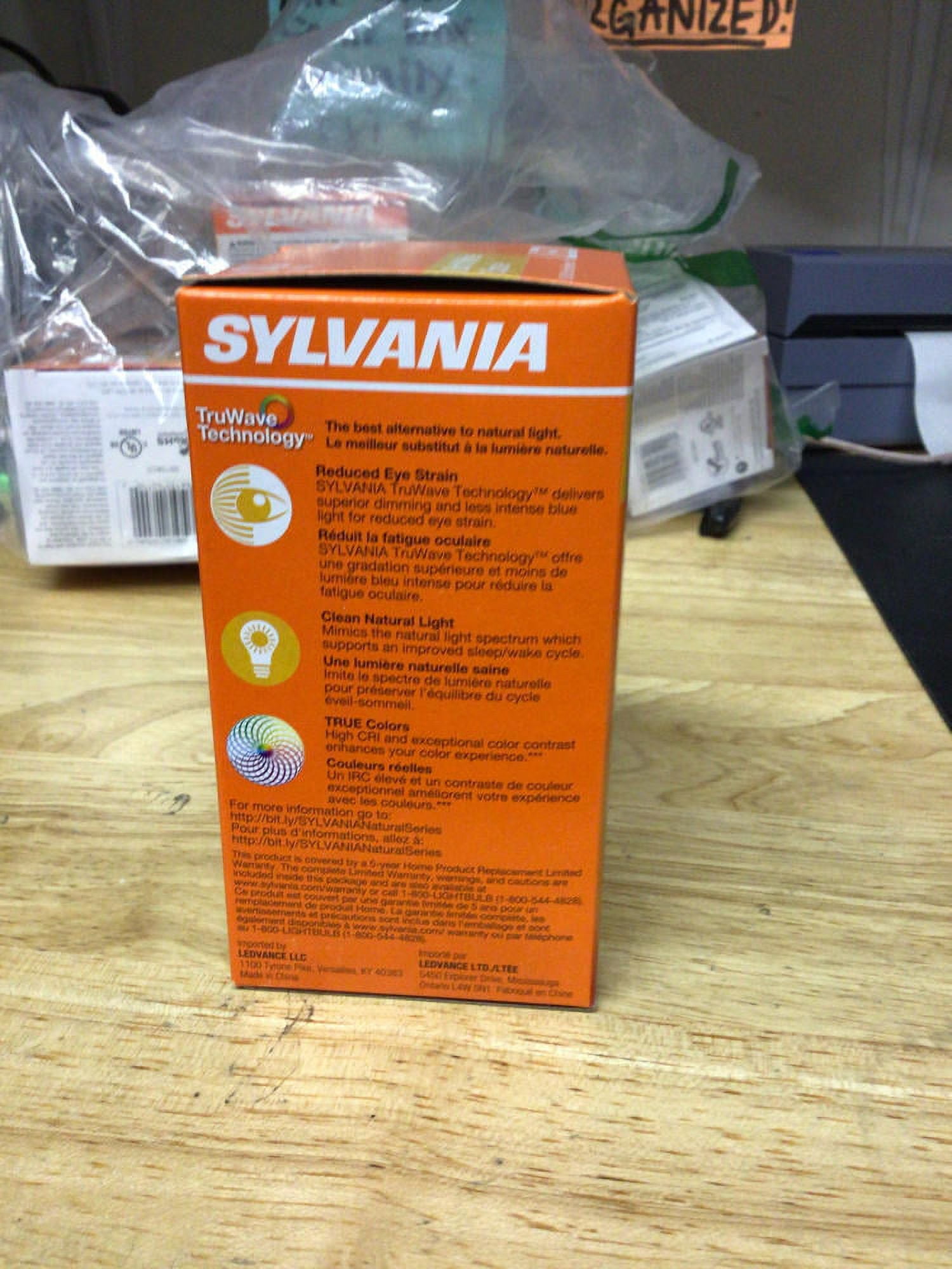 (8-Pack) Sylvania TruWave LED A19 Light Bulbs, 60W Equivalent, Soft White 2700K, Dimmable, Clear Finish, E26 Medium Base