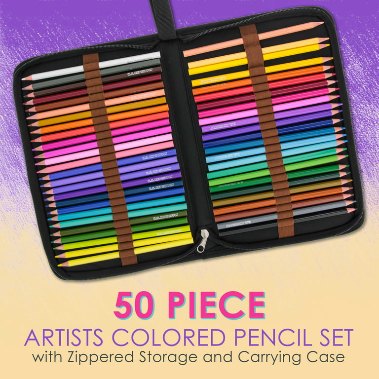  VIKAVAS 50 Colored Pencils Set with Roll Up Canvas Case for Adult  Coloring Books, Drawing, Sketching, Pretty Gift for Adults&Kids : Office  Products