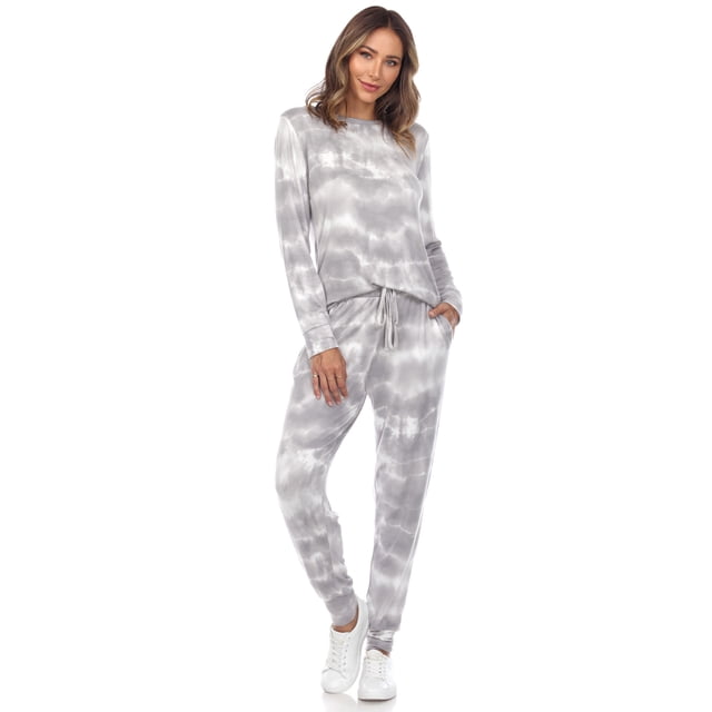 White Mark Ensemble de Pyjama de Détente pour Femmes 2 Pcs, Doux, Chandail à Manches Longues et Pantalon Jogger